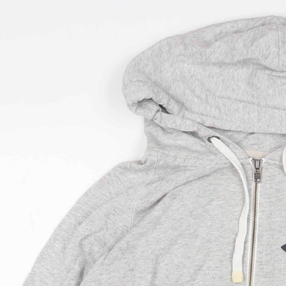 Jack Wills Womens Grey Cotton Full Zip Hoodie Size 14 Zip