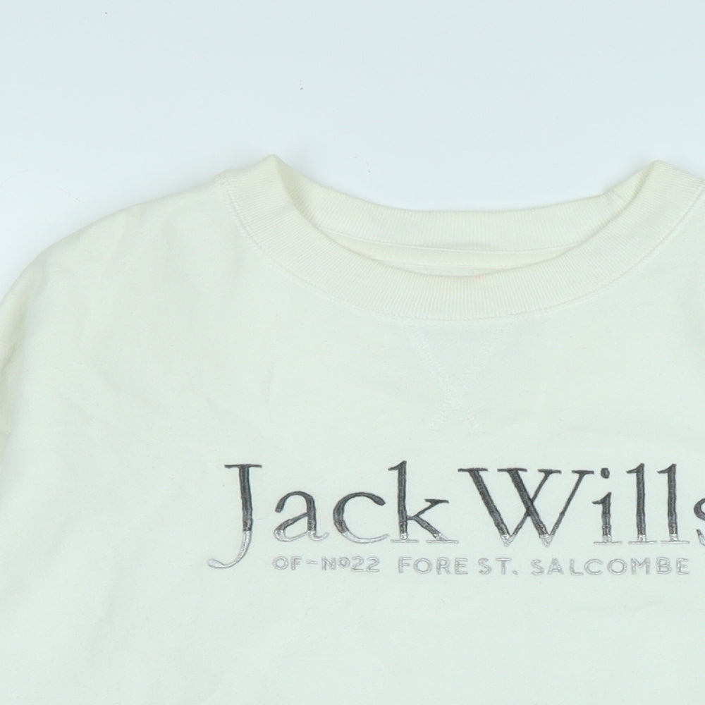 Jack Wills Womens Ivory Polyester Pullover Sweatshirt Size 8 - Logo