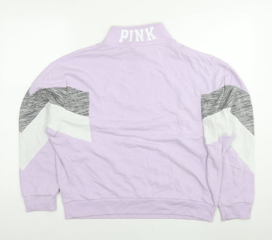 PINK Womens Purple Floral Cotton Pullover Sweatshirt Size S Pullover