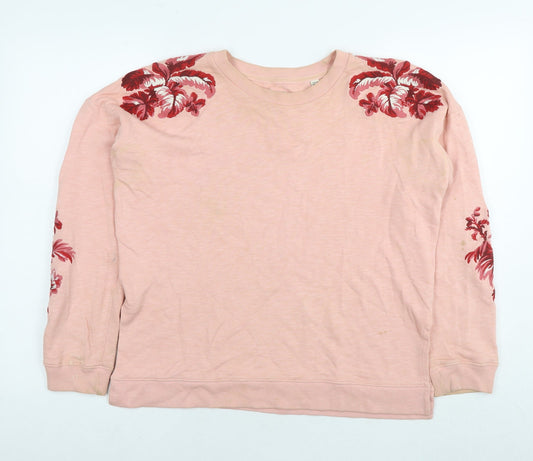 Jack Wills Womens Beige Floral Cotton Pullover Sweatshirt Size 8 Pullover