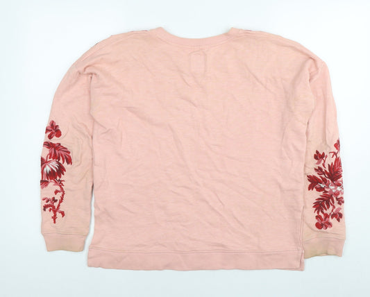 Jack Wills Womens Beige Floral Cotton Pullover Sweatshirt Size 8 Pullover