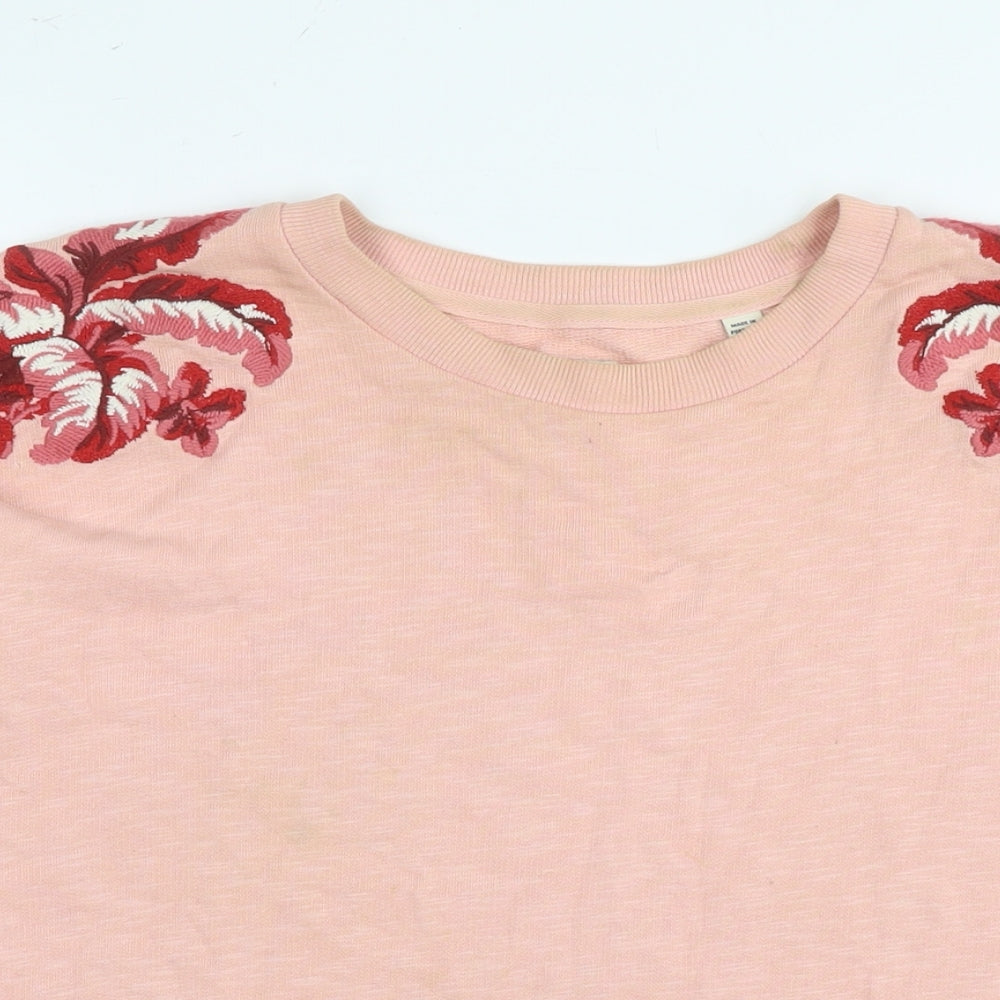 Jack Wills Womens Beige Floral Cotton Pullover Sweatshirt Size 8 Pullover