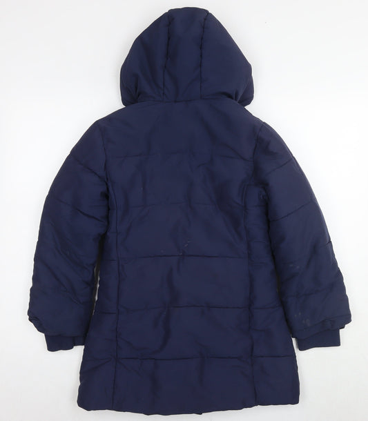 John Lewis Girls Blue Parka Coat Size 10 Years Zip