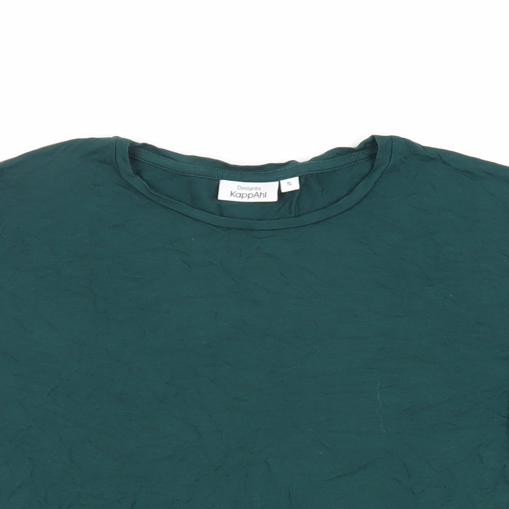 Kappahl Womens Green Viscose Basic T-Shirt Size S Crew Neck - Ruffle Sleeves