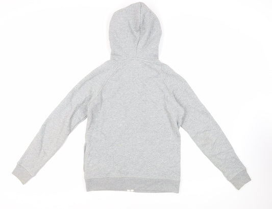 Jack Wills Womens Grey Cotton Full Zip Hoodie Size 6 Zip - Logo Pockets