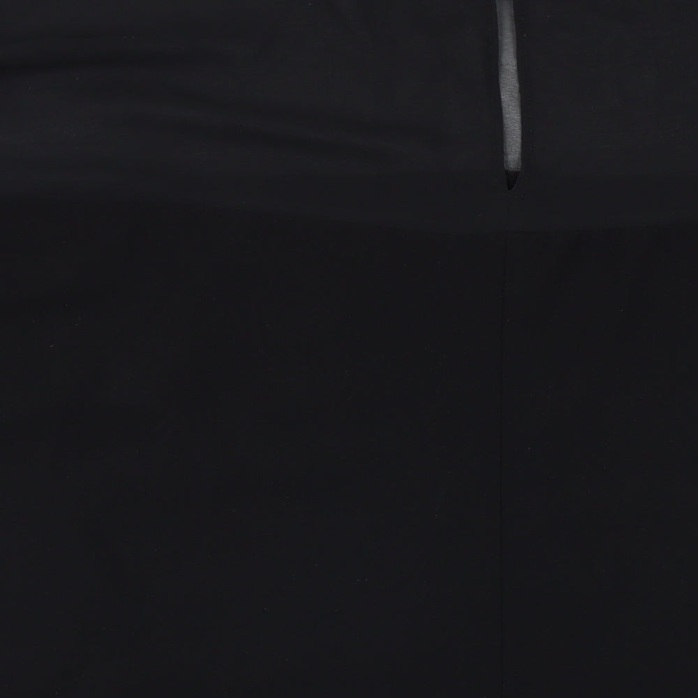 Brand and care label for ASOS women’s black houndstooth polyester shift, size UK 20, round neck button