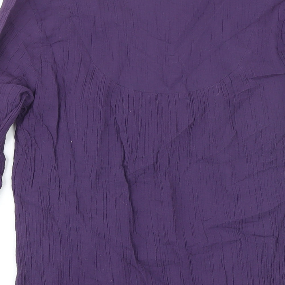 Thought Womens Purple 100% Cotton Tunic Blouse Size 10 V-Neck
