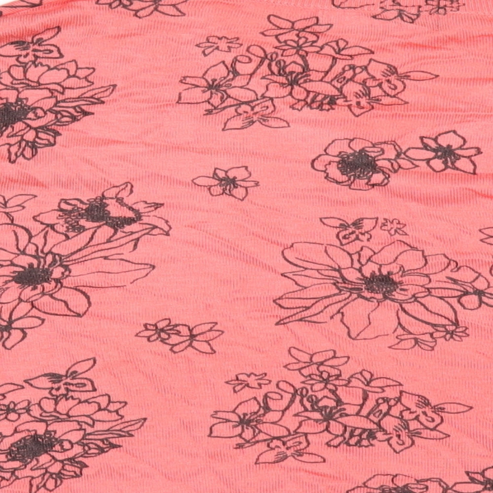 Marks and Spencer Womens Pink V-Neck Floral Acrylic Pullover Jumper Size M