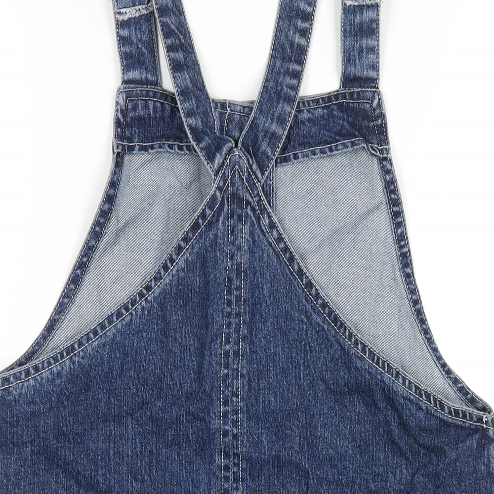 Brand and care label for Papaya women’s blue cotton a-line, size UK 10, square neck button