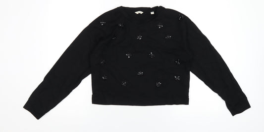 Jack Wills Womens Black Vinyl Pullover Sweatshirt Size 10 Pullover - Beaded