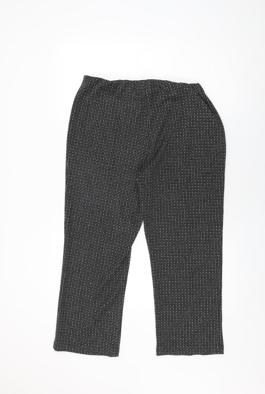 Bonmarché Womens Black Geometric Viscose Trousers Size 16 L25.5 in Regular