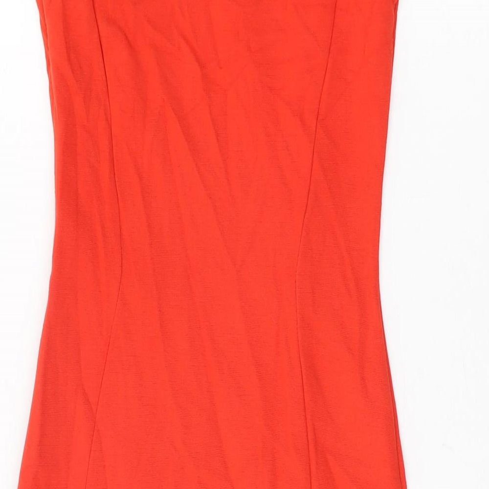 ASOS Womens Red Viscose Bodycon Size 8 Off the Shoulder Zip