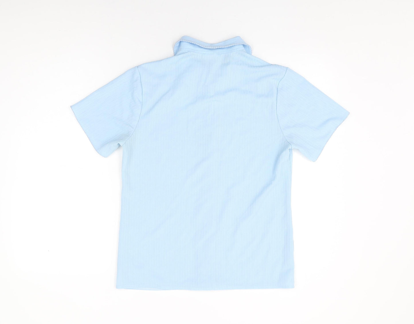 Trevira Womens Blue Polyester Basic Button-Up Size 16 Collared