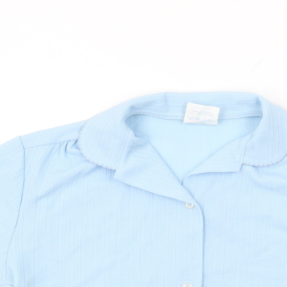Trevira Womens Blue Polyester Basic Button-Up Size 16 Collared