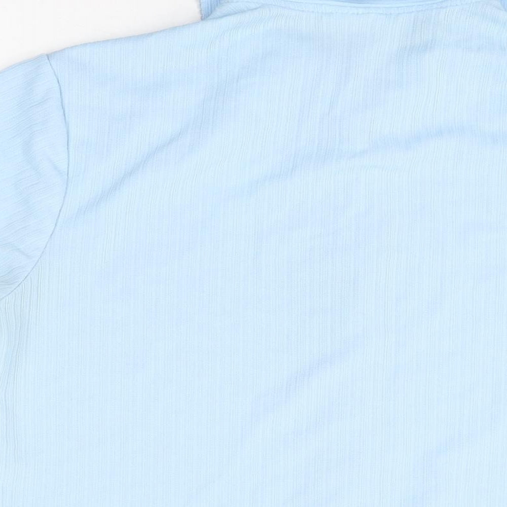 Trevira Womens Blue Polyester Basic Button-Up Size 16 Collared