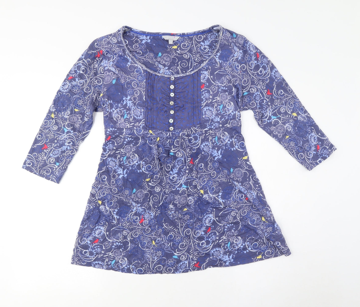 Popsoda Women's Blue Floral Tunic Blouse M