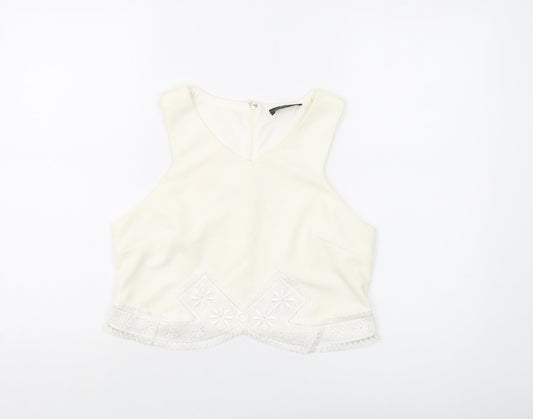 Womens UK Size 14 AX Paris Ivory Polyester Tank