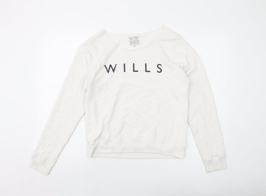 Jack Wills Womens White Cotton Pullover Sweatshirt Size 12 Pullover
