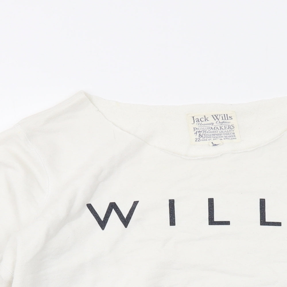 Jack Wills Womens White Cotton Pullover Sweatshirt Size 12 Pullover