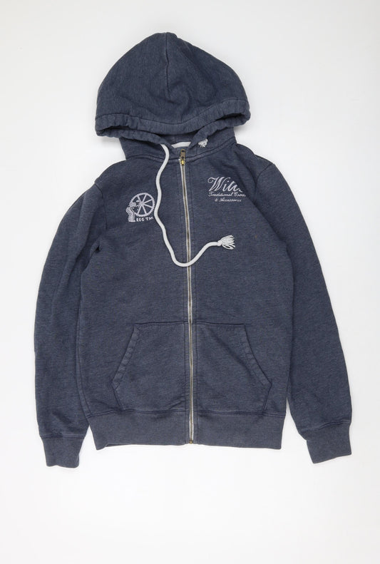 Jack Wills Mens Blue Cotton Full Zip Hoodie Size XS