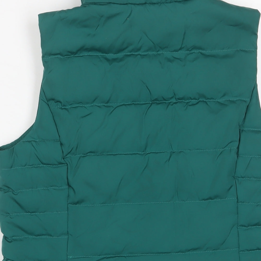 Brand and care label for Landsend women’s green gilet jacket, size XS, zip