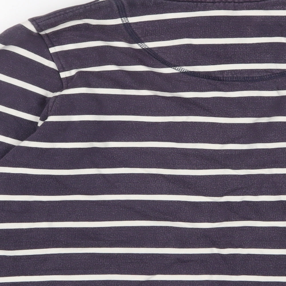 Crew Clothing Womens Blue Striped Cotton Pullover Sweatshirt Size 12 Zip