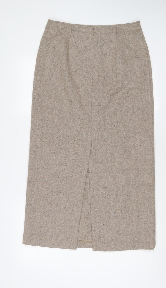Reference Womens Brown Wool A-Line Skirt Size 12 Zip