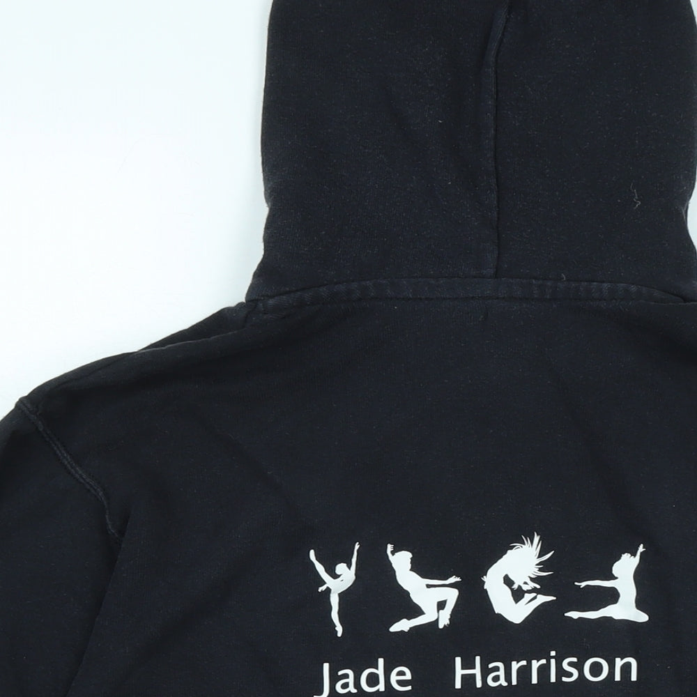 Brand and care label for Jayne Harrison girls’ black jacket, size 12-13, years zip - jayne harrison school of dance