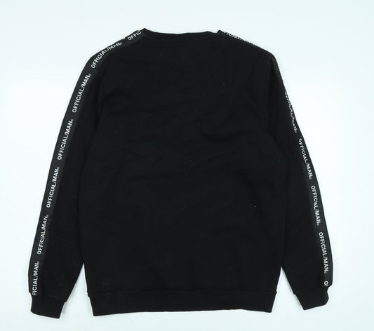 boohoo man Mens Black Polyester Pullover Sweatshirt Size M - Official Man