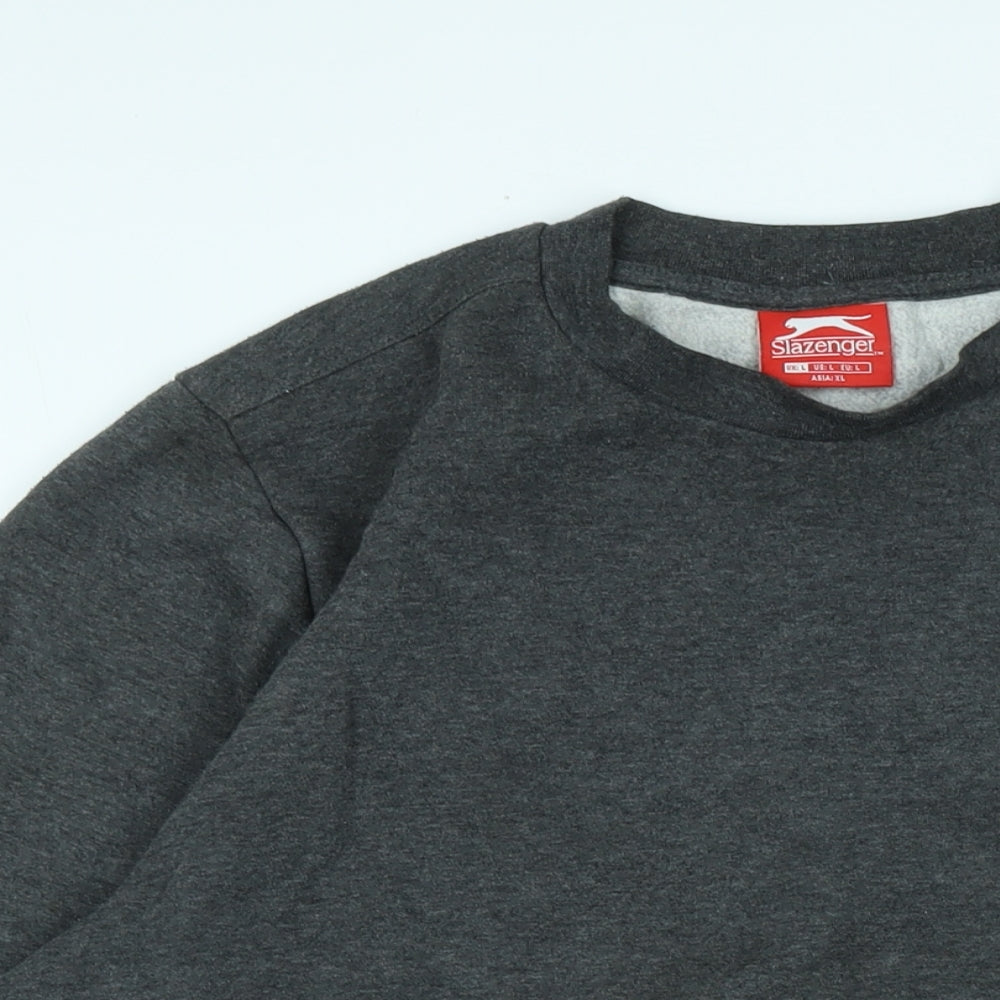 Slazenger Mens Grey Polyester Pullover Sweatshirt Size L - Logo