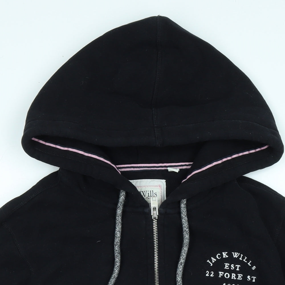 Jack Wills Womens Black Jacket Size 10 Zip - Jack Wills EST 22 Fore ST 1999