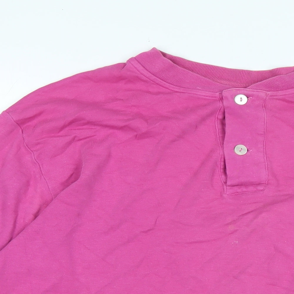United Colors of Benetton Womens Pink Cotton Basic T-Shirt Size M Crew Neck - Logo