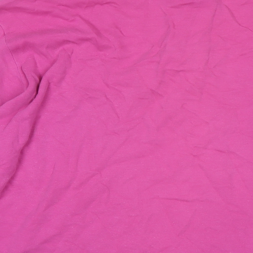 United Colors of Benetton Womens Pink Cotton Basic T-Shirt Size M Crew Neck - Logo