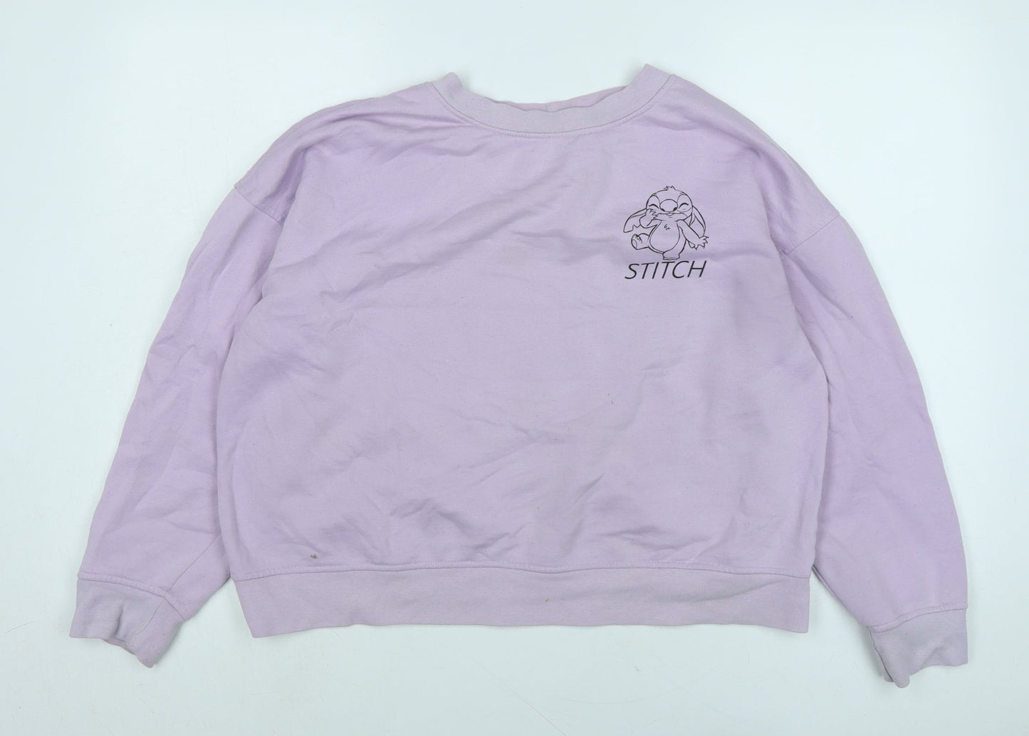 Disney Womens Purple Polyester Pullover Sweatshirt Size M - Stitch