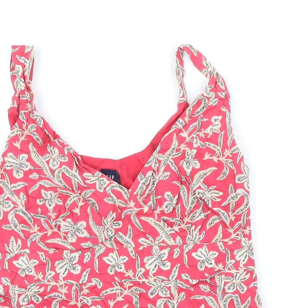 Gap Womens Pink Floral 100% Cotton Basic Blouse Size S V-Neck