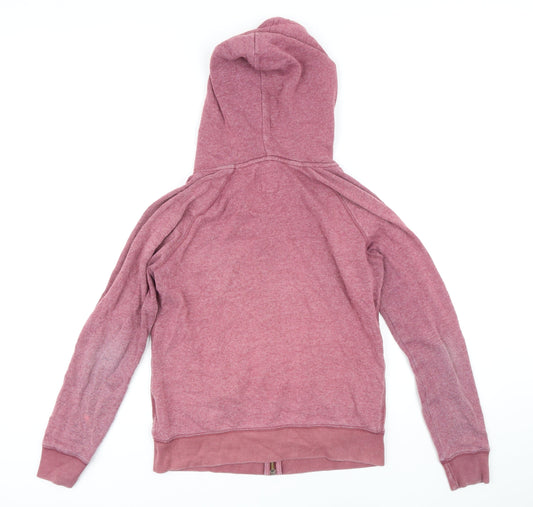 Jack Wills Womens Pink Cotton Full Zip Hoodie Size 10 Zip
