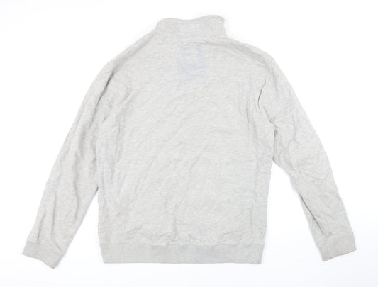 Crew Clothing Mens Grey Cotton Henley Hoodie Size L