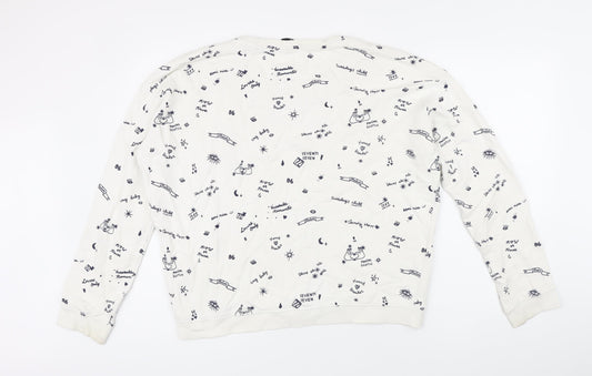 Scotch & Soda Womens White Houndstooth 100% Cotton Pullover Sweatshirt Size 2