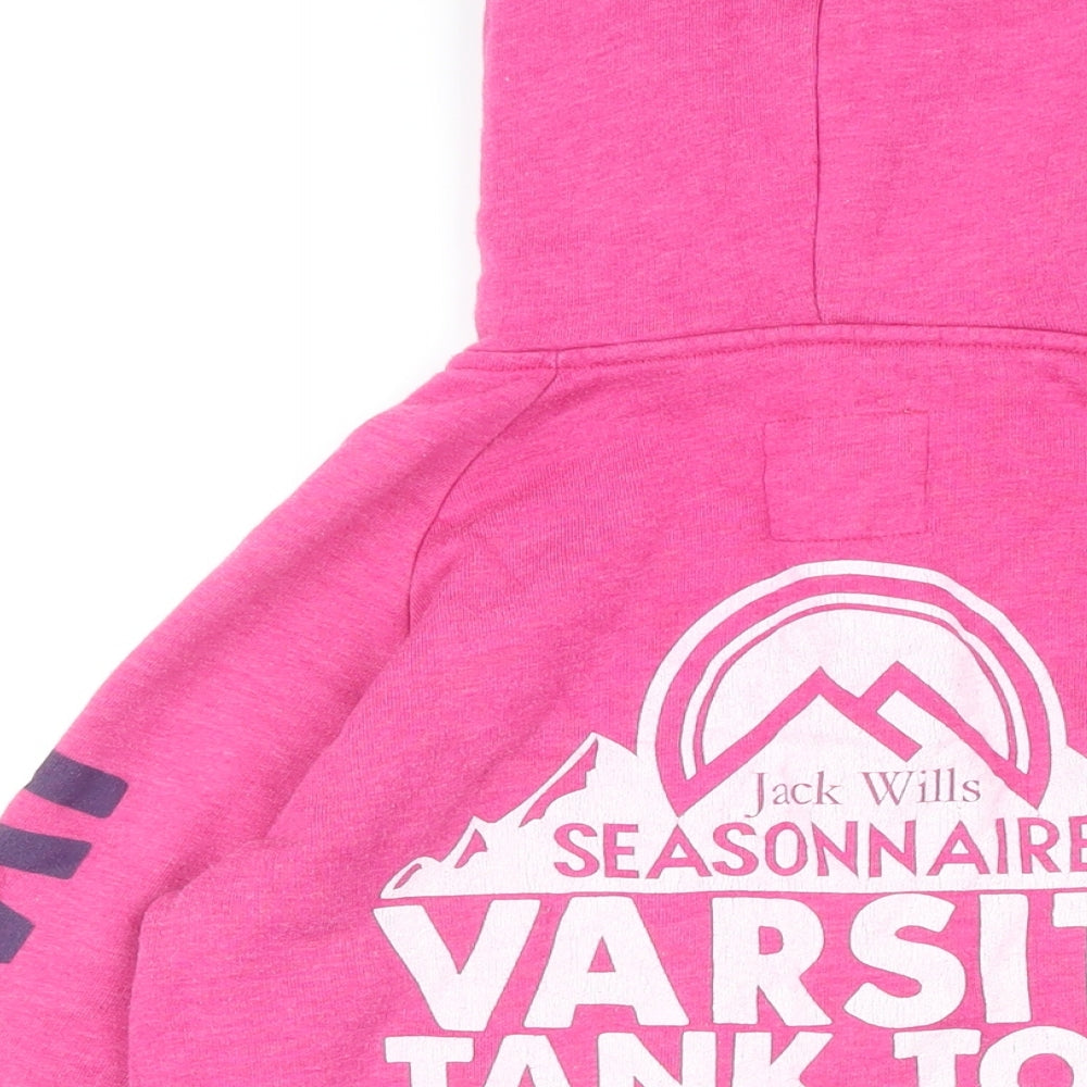 Jack Wills Womens Pink Polyester Pullover Hoodie Size 8