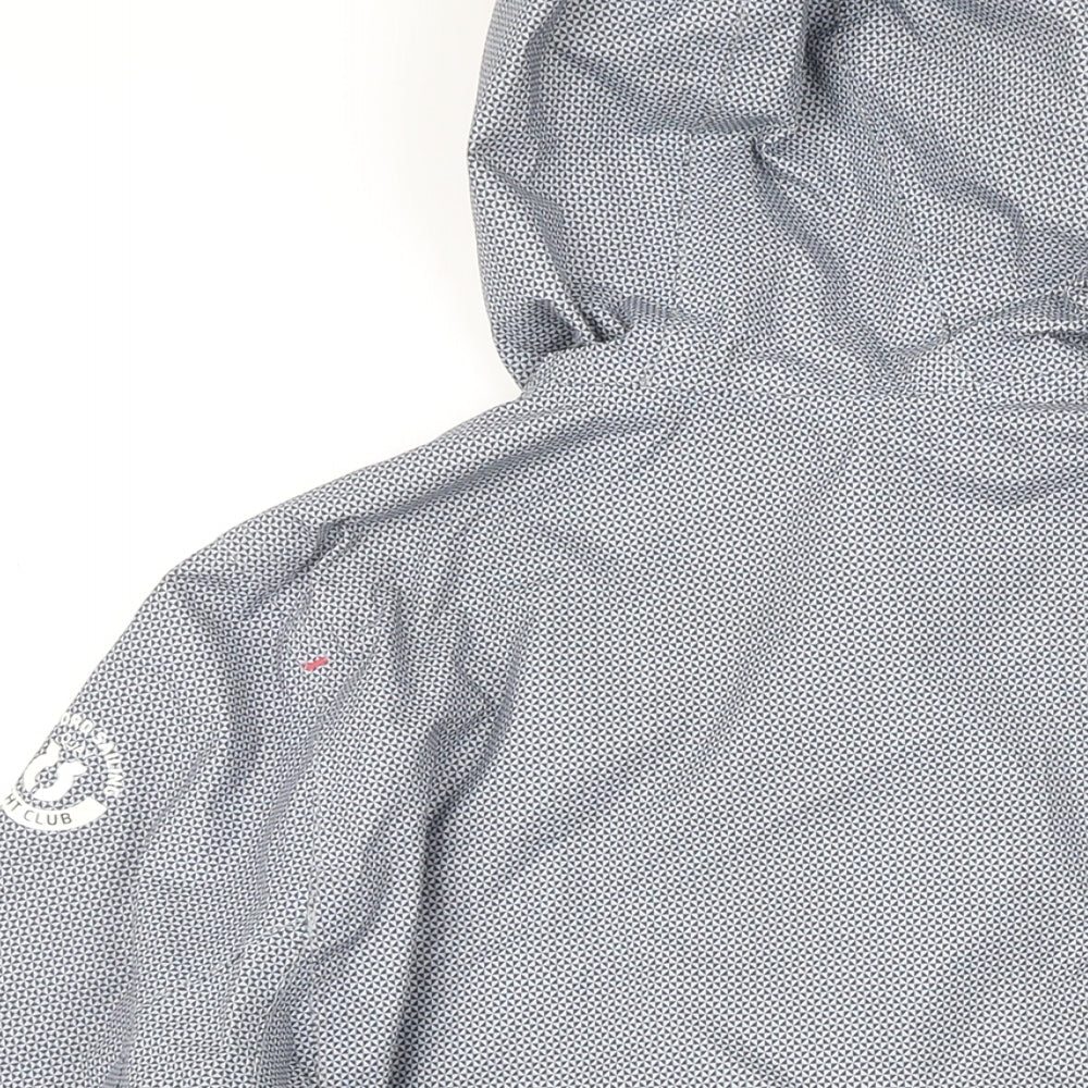 DECATHLON Womens Blue Geometric Rain Coat Jacket Size S Zip