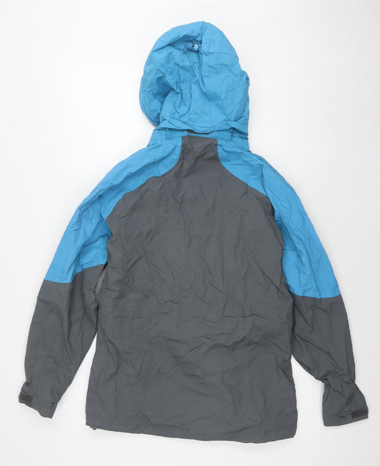 Mountain Life Womens Grey Rain Coat Jacket Size 10 Zip - Colourblock Pattern