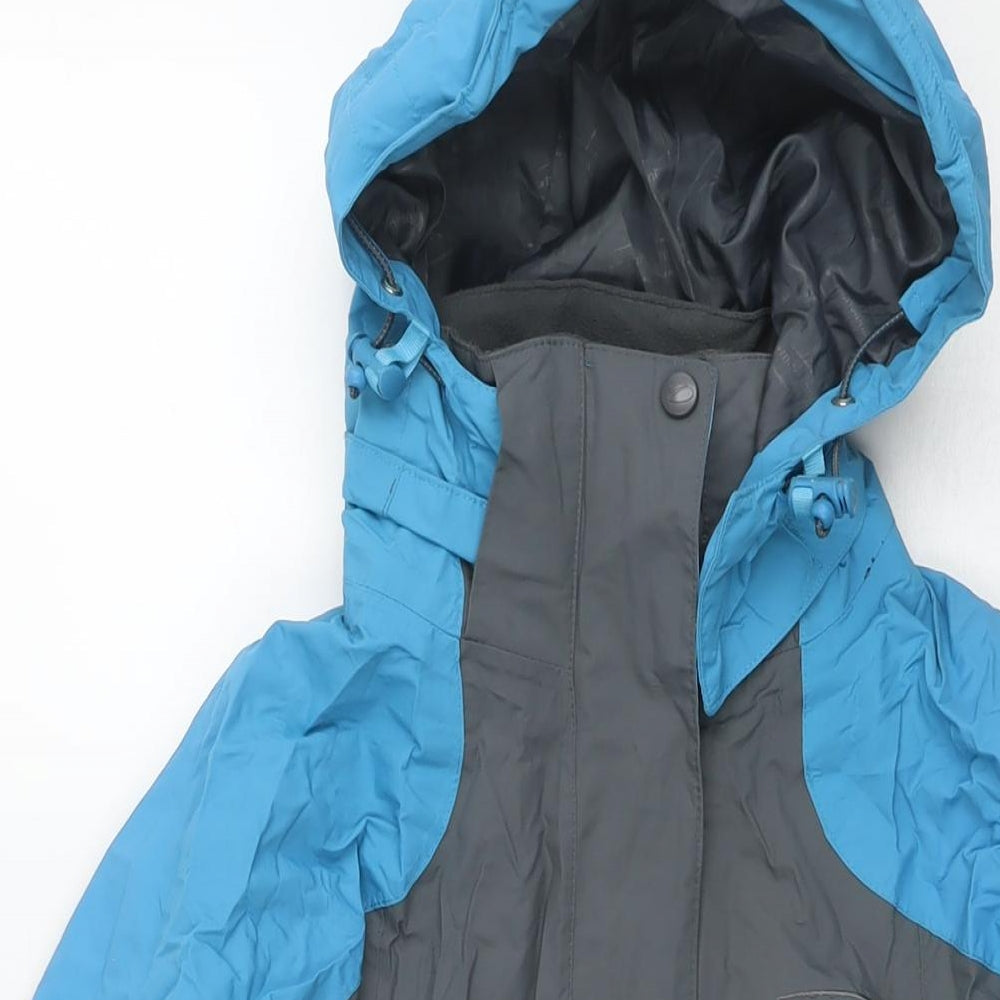 Mountain Life Womens Grey Rain Coat Jacket Size 10 Zip - Colourblock Pattern