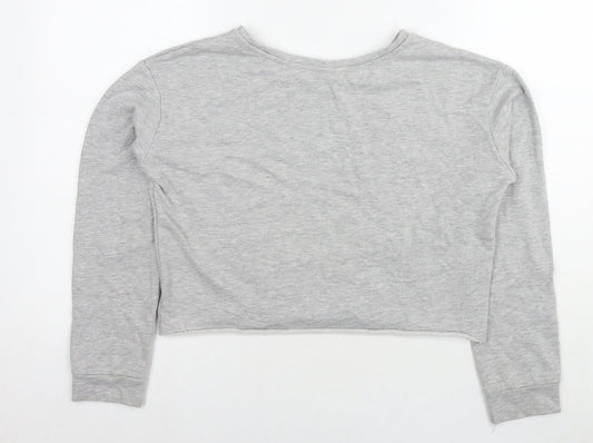 Disney Womens Grey Cotton Pullover Sweatshirt Size 10 Pullover - Mickey Mouse Cropped