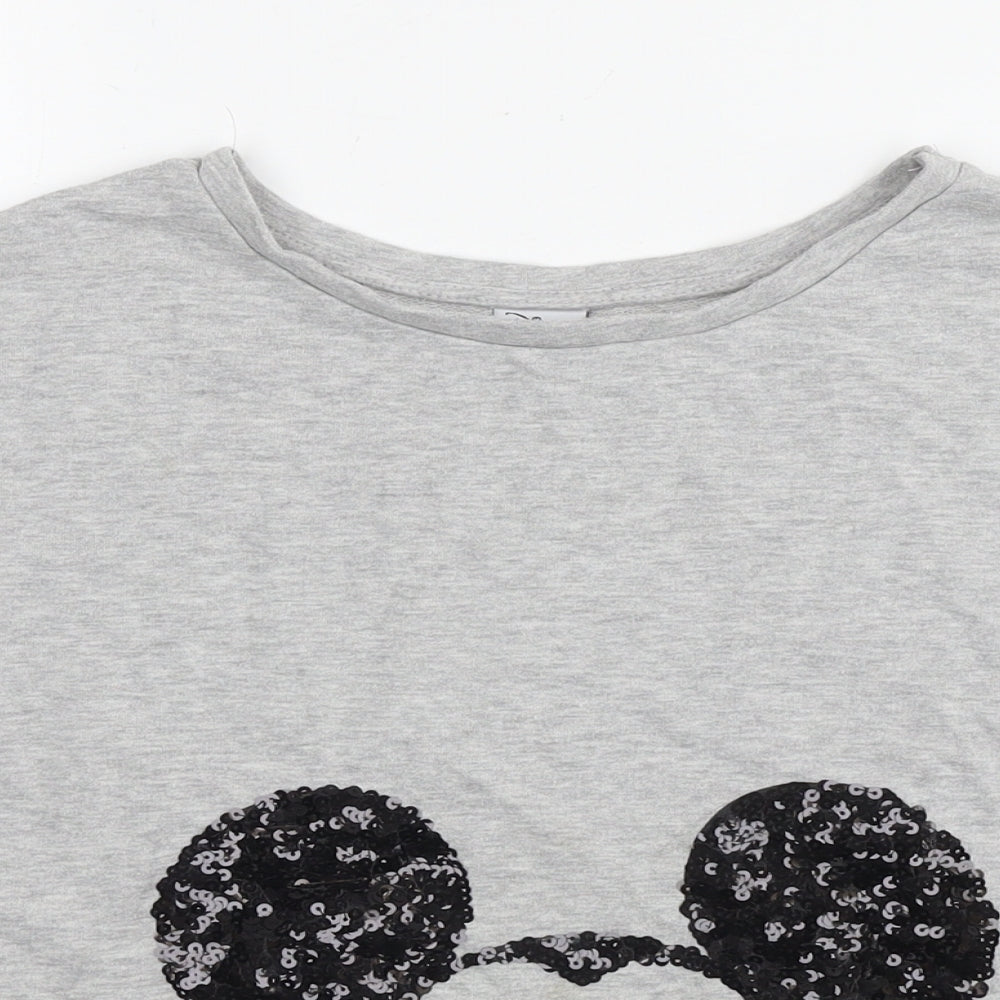 Disney Womens Grey Cotton Pullover Sweatshirt Size 10 Pullover - Mickey Mouse Cropped