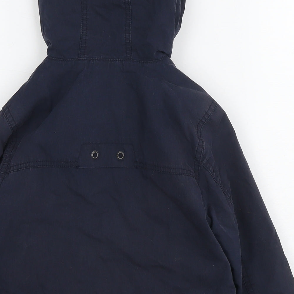 Brand and care label for Gap boys’ blue parka jacket, size 3, years zip - detachable fleece