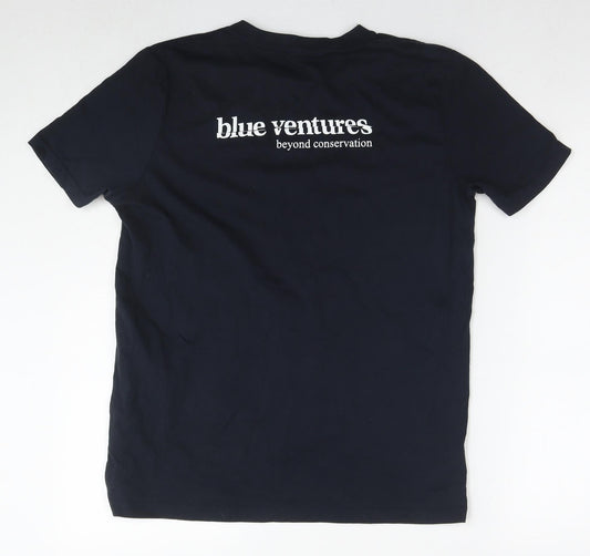 Blue Ventures Mens Black Cotton T-Shirt Size M Round Neck - Beyond conservation