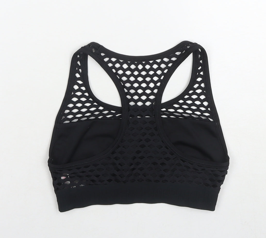 PINK Womens Black Polyester Cropped Tank Size S Round Neck