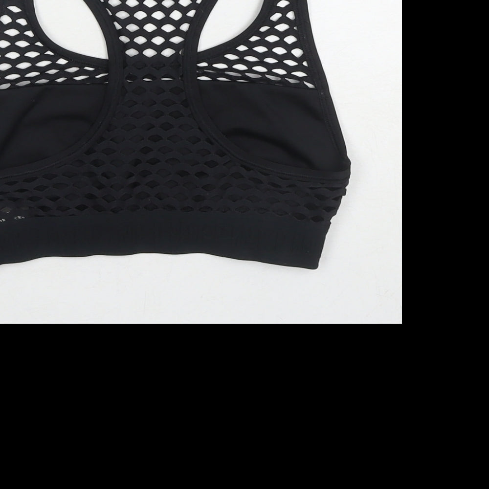 PINK Womens Black Polyester Cropped Tank Size S Round Neck