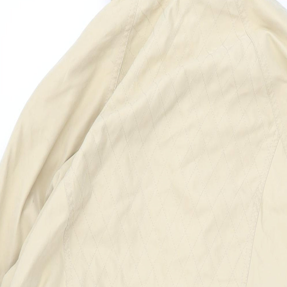 Brand and care label for Canda women’s beige overcoat coat, size UK 18, zip