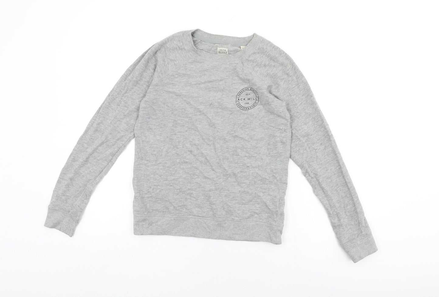 Jack Wills Womens Grey Cotton Pullover Sweatshirt Size 8 Pullover